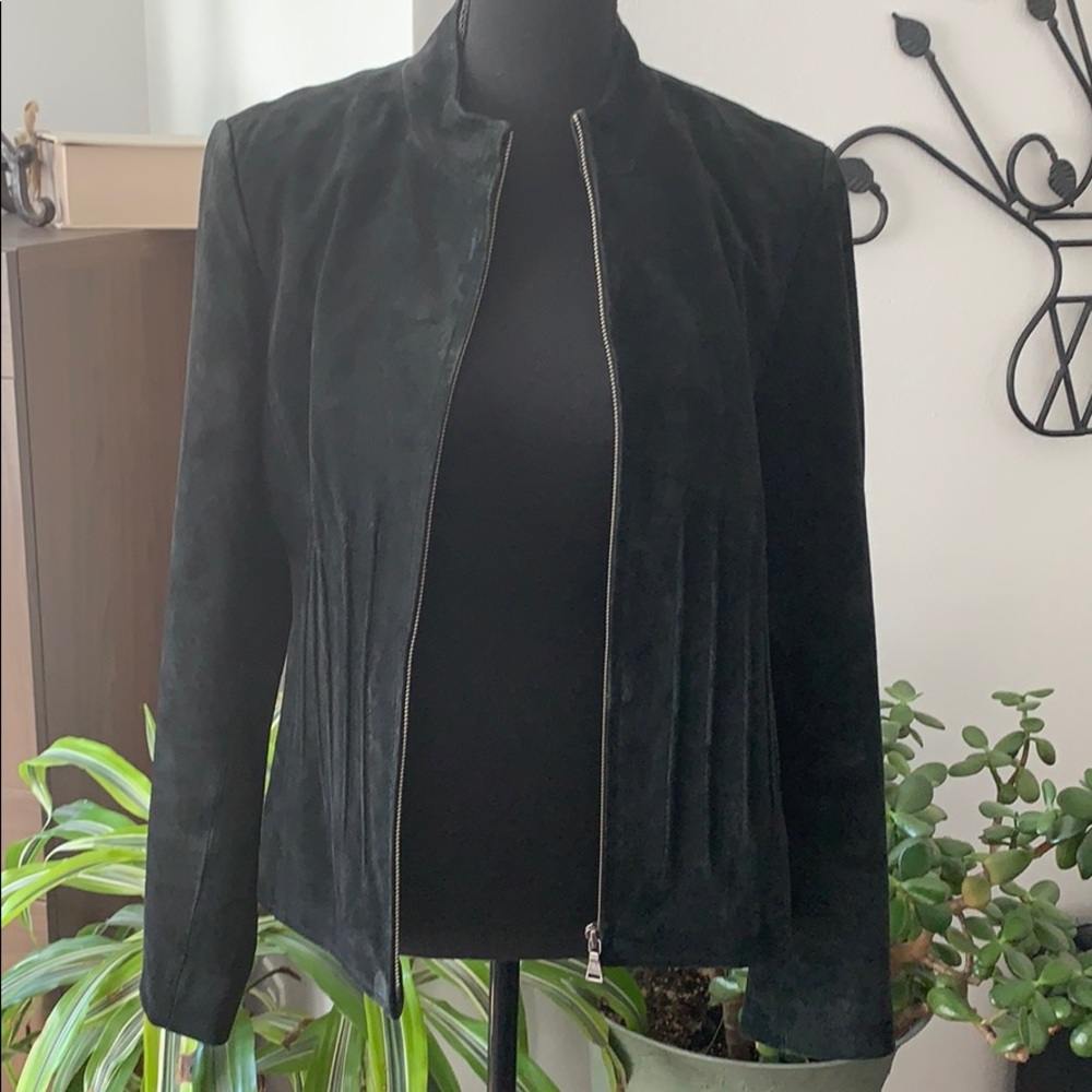 Bernardo front zip suede jacket.